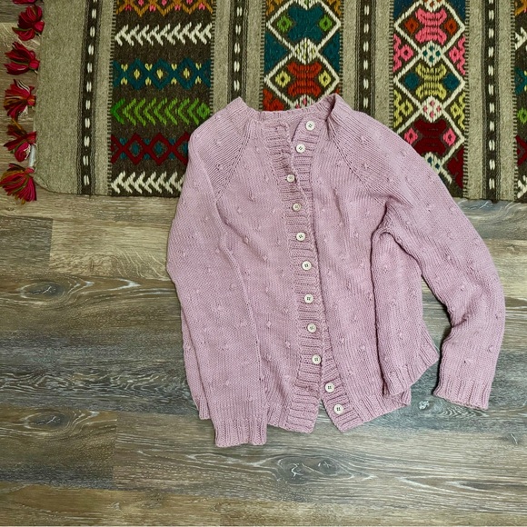 Handmade Bobble Sweater Sz M EUC 100% Cotton Dusty Pink - Picture 10 of 10